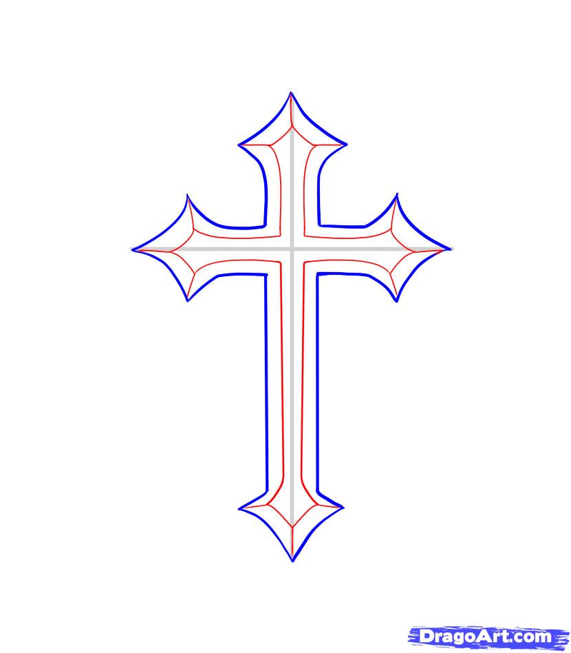 830x948 How To Draw A Cross Tattoo, Step - Drawing Pictures Of Crosses