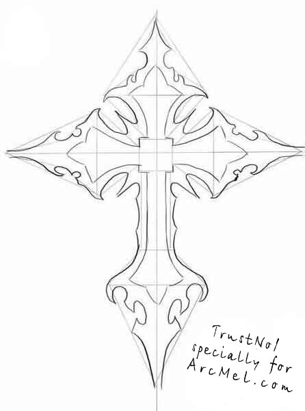446x600 How To Draw A Cross Step - Drawing Pictures Of Crosses