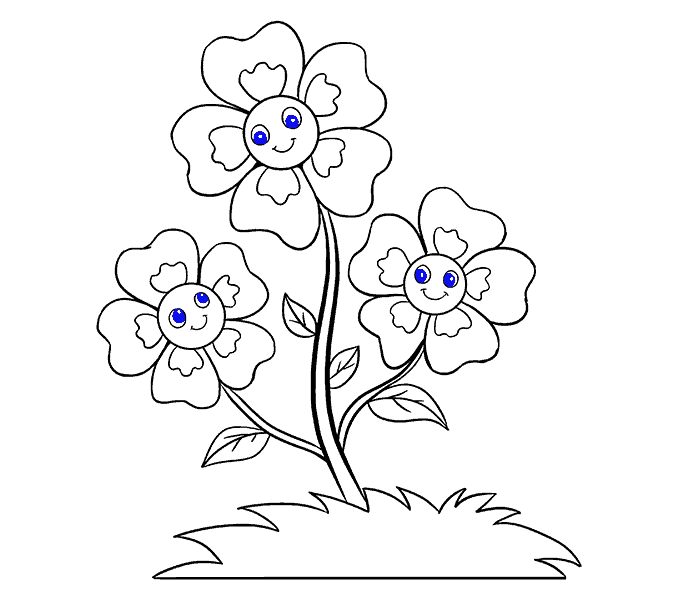 678x600 How To Draw Cartoon Flowers Easy Step - Drawing Pictures Of Flowers Step By Step