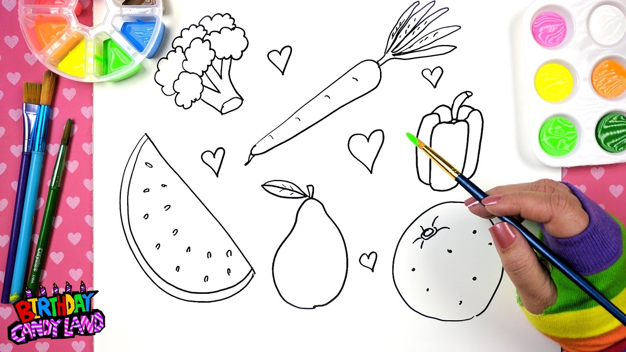 1280x720 drawing for kids fruits and vegetables drawing pages - Drawing Pictures Of Fruits And Vegetables