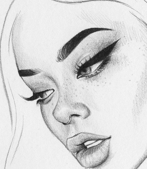 500x573 Drawing Girl, Love And Beautiful Art Drawings, Art, Art Sketches - Drawing Pictures Of Girl