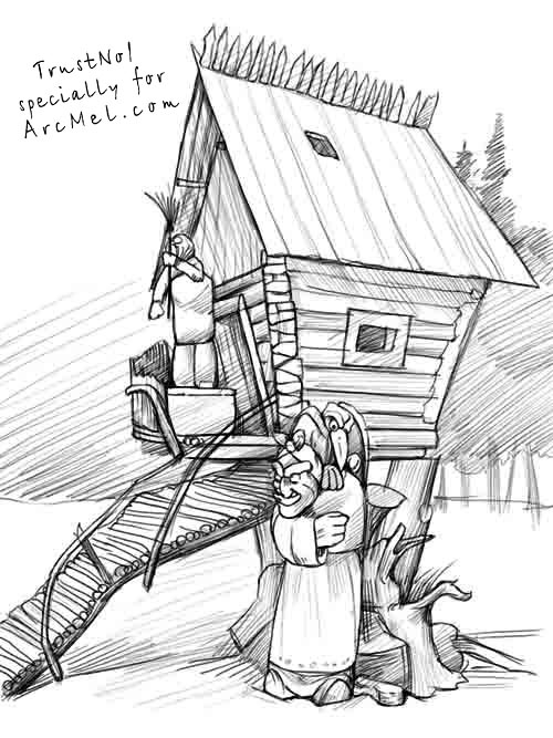 500x667 How To Draw A Hut On Hen's Legs Step - Drawing Pictures Of Hut