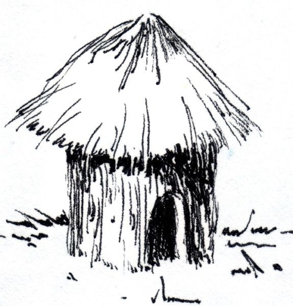 575x602 Straw Hut Drawing - Drawing Pictures Of Hut