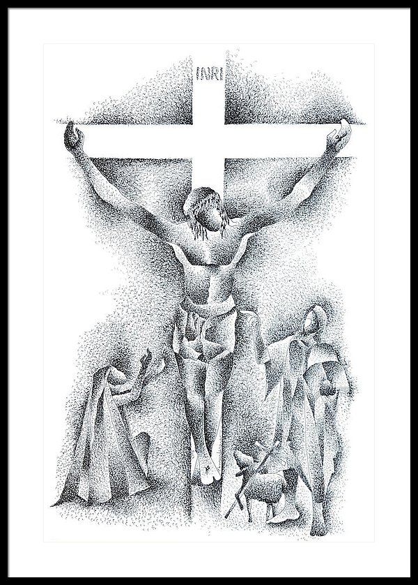 600x838 Jesus Christ Crucifixtion Drawing Framed Print - Drawing Pictures Of Jesus Christ