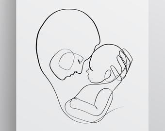 340x270 Mother And Child Art Etsy - Drawing Pictures Of Mother And Child