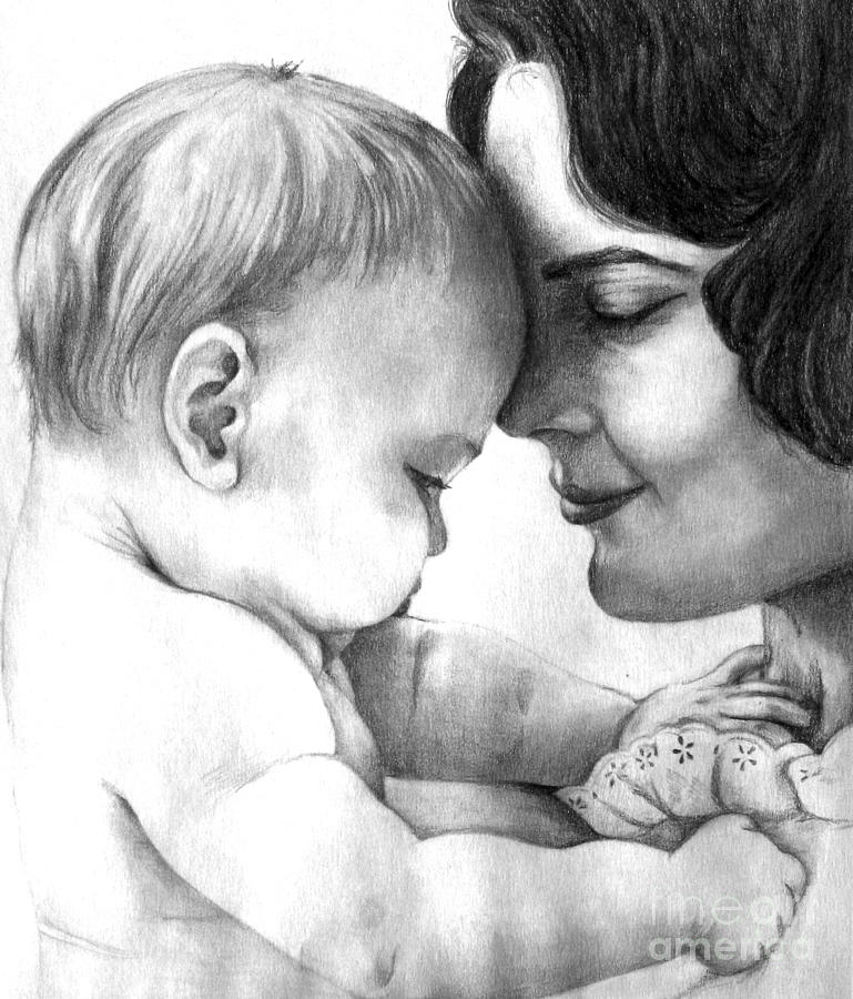 769x900 Mother And Baby Drawing - Drawing Pictures Of Mother And Child