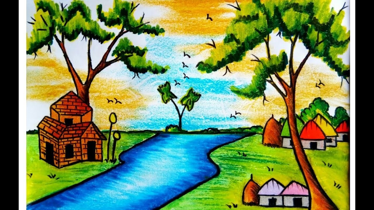 Drawing Pictures Of Nature With Colour at PaintingValley.com | Explore