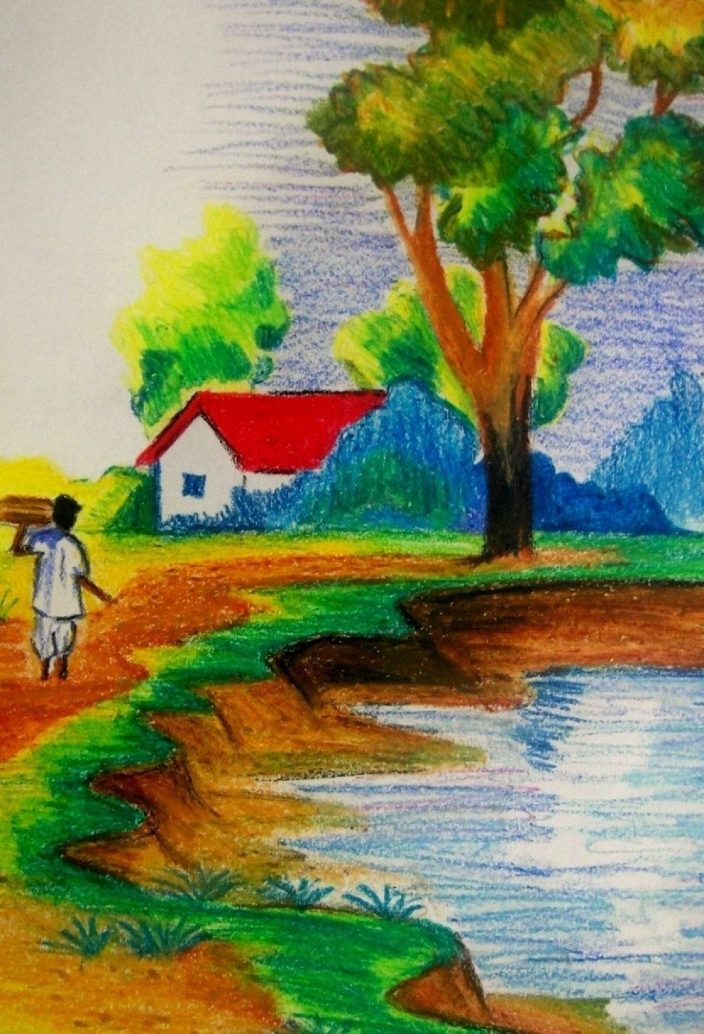 Drawing Of Scenery With Pencil Colour - img-gimcrackery