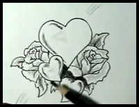 200x154 How To Draw Hearts With Roses Vines With Easy Step - Drawing Pictures Of Roses And Hearts