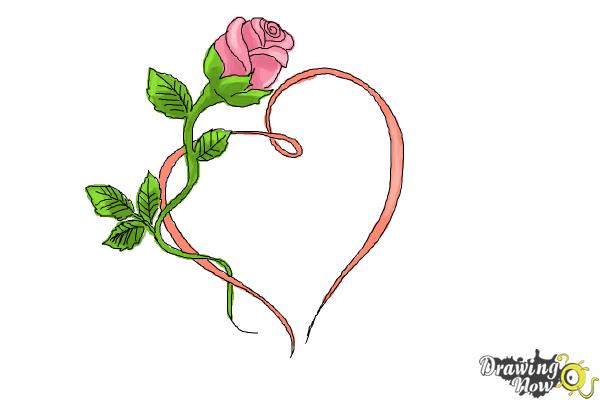600x400 How To Draw A Rose With A Heart - Drawing Pictures Of Roses And Hearts
