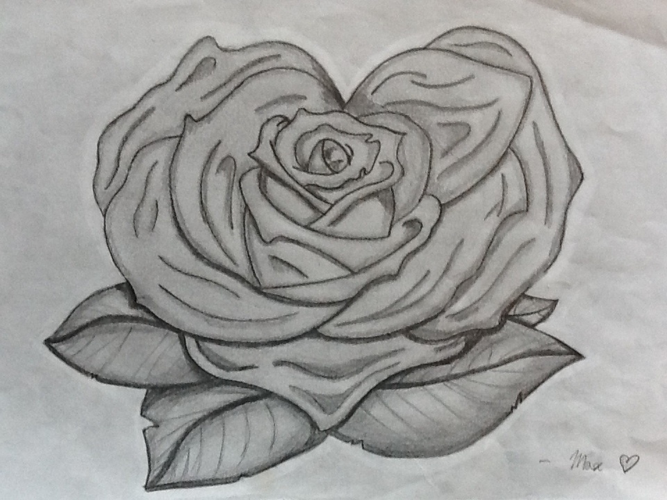 960x720 Rose And Heart Drawings - Drawing Pictures Of Roses And ...