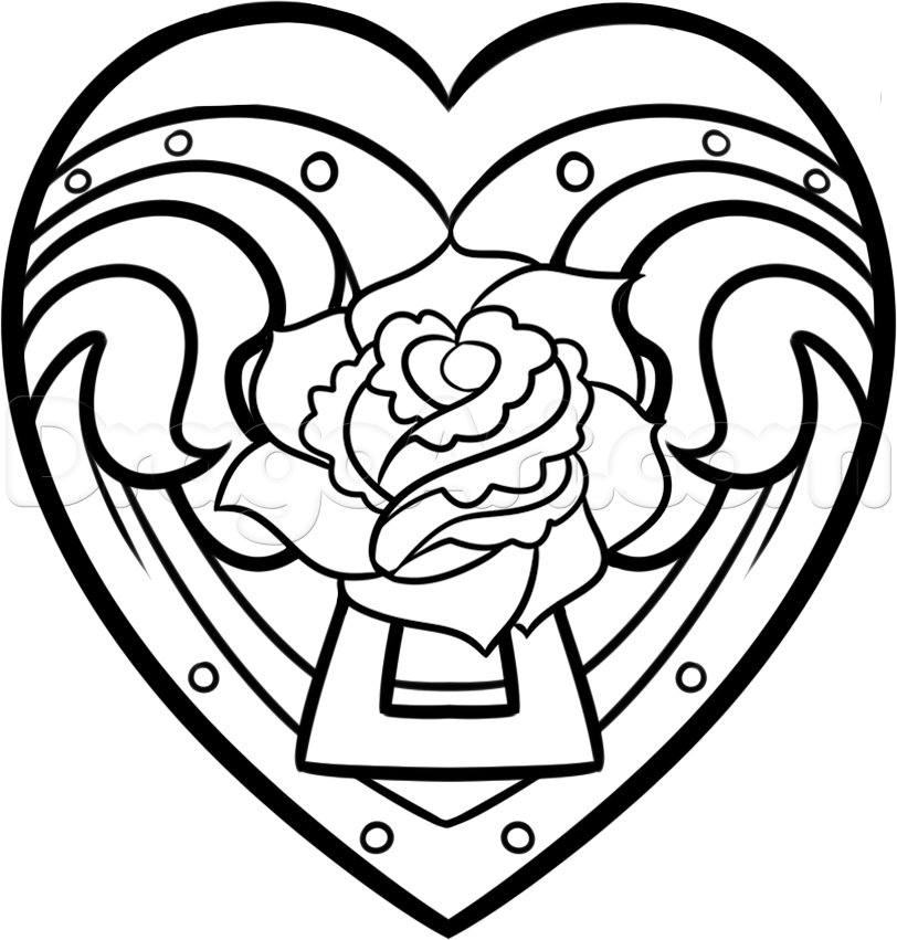 812x851 Drawings Roses And Hearts - Drawing Pictures Of Roses And...