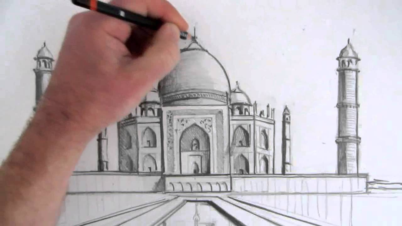 1280x720 How To Draw The Taj Mahal Narrated Step - Drawing Place