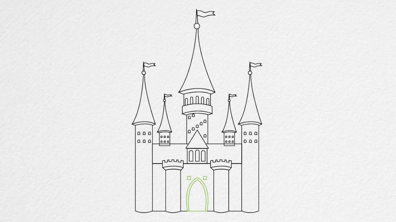1280x720 How To Draw A Castle Step - Drawing Place