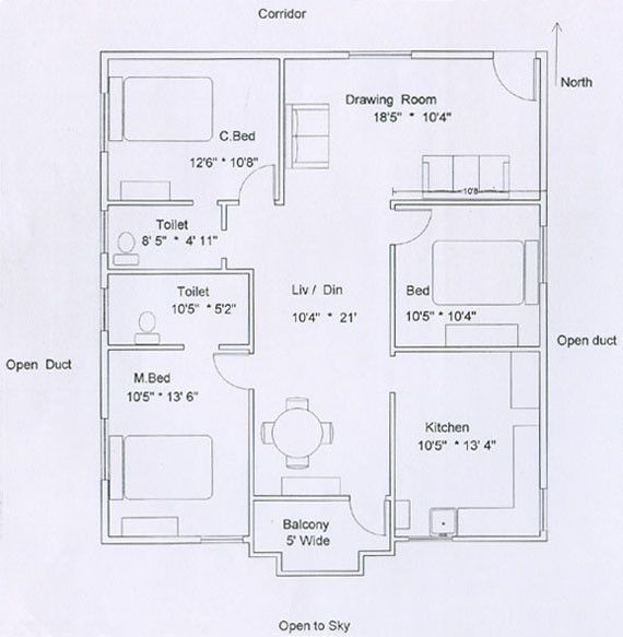 570x583 Lovely Bedroom Flat Plan Drawing House Plans Ideas Di - Drawing Plan