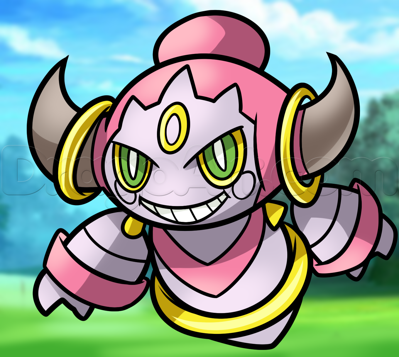1360x1218 How To Draw Hoopa From Pokemon, Step - Drawing Pokemon Online