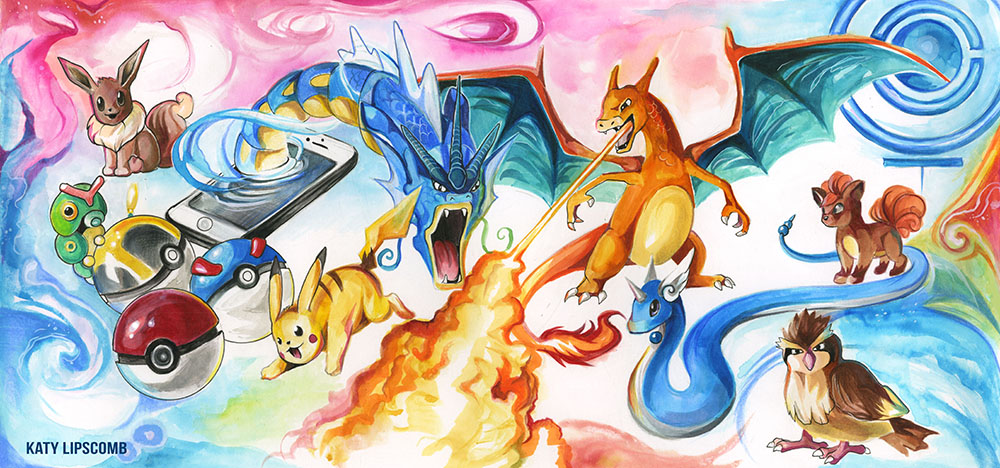 1000x468 pokemon go original drawing katy lipscomb online store - Drawing Pokemon Online