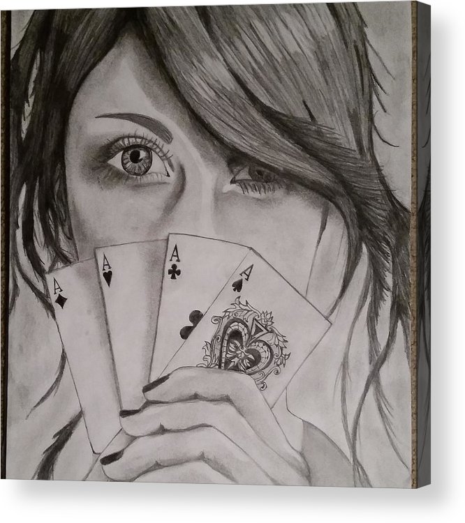 666x750 Poker Face Acrylic Print - Drawing Poker
