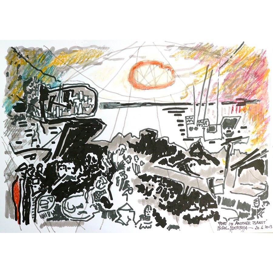 900x900 featured art drawing 'port on another planet' - Drawing Port