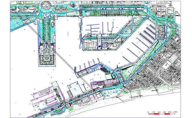 650x400 port architecture drawing and plan in autocad dwg - Drawing Port