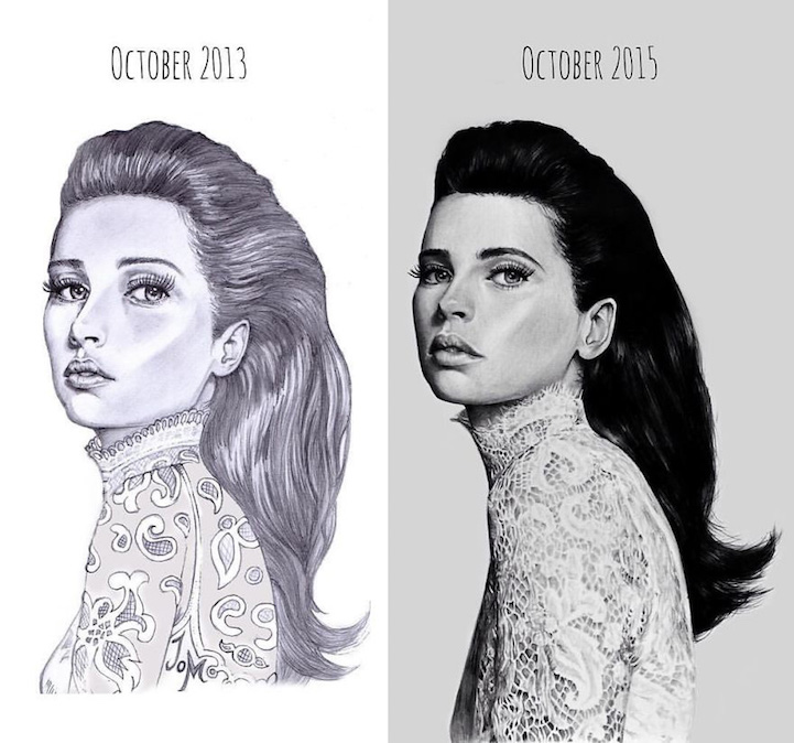 721x674 Artists Share Before And After Evolution Of Their Drawing Skills - Drawing Practice