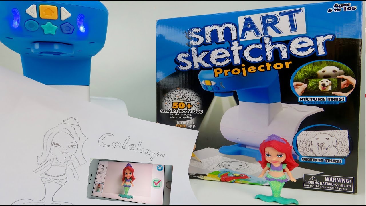 1280x720 smart sketcher projector drawing mermaid ariel teaching how - Drawing Projector