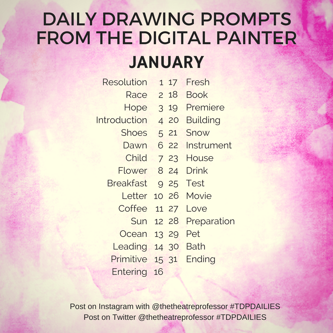 1080x1080 a new year and drawing prompts the digital painter - Drawing Prompts