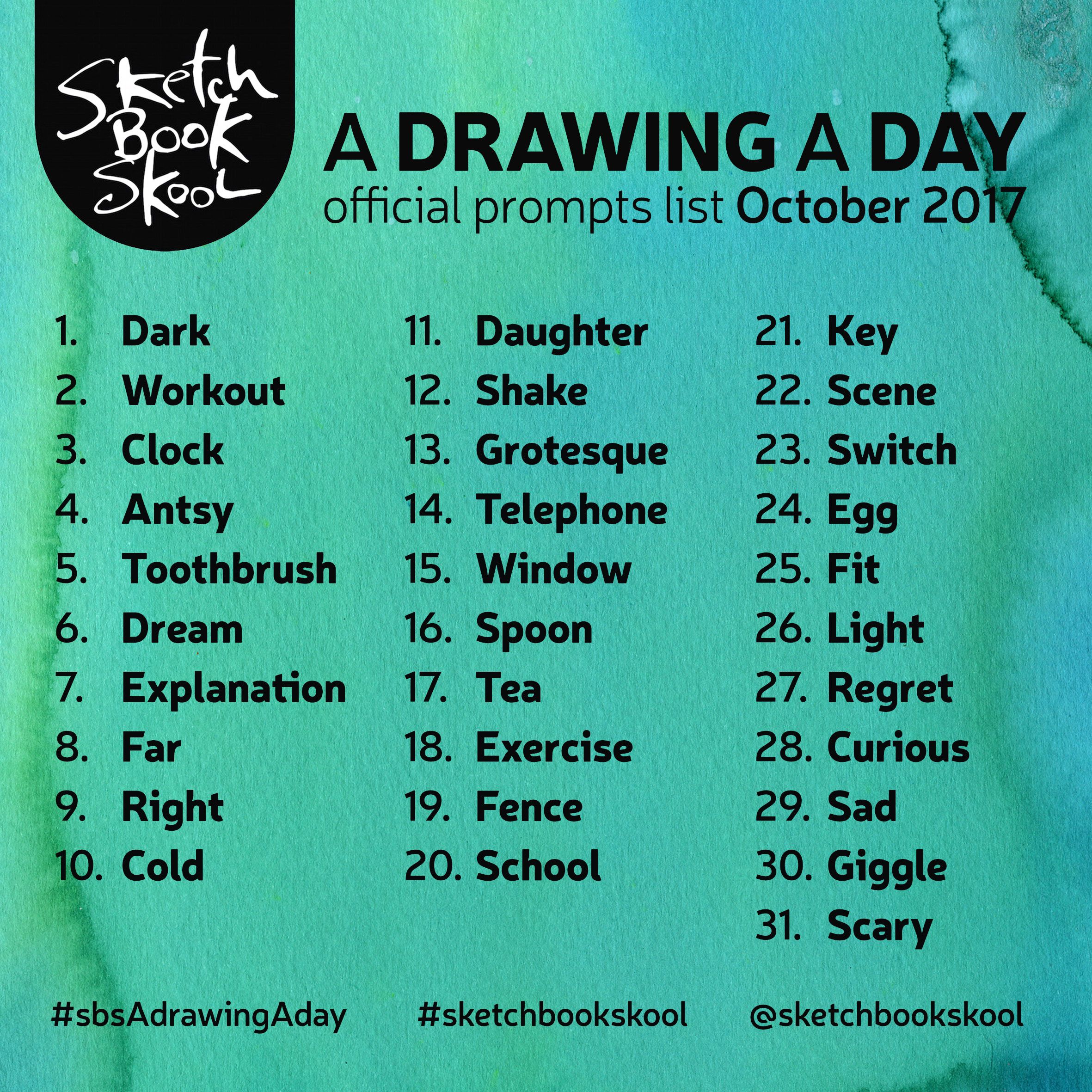 2362x2362 here are the drawing a day challenge prompts for the month - Drawing Prompts