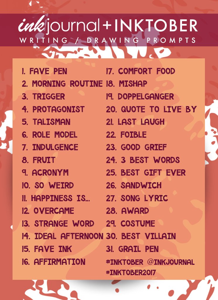 745x1024 inktober writing and drawing prompts inkjournal - Drawing Prompts
