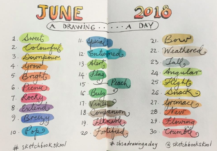 708x493 june drawing prompts! koosje koene - Drawing Prompts