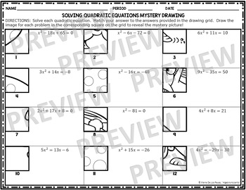 350x270 solving quadratic equations mystery drawing - Drawing Quadratic Equations