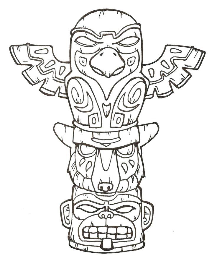 736x900 totem pole animals eagle totem pole drawing totem pole animals - Drawing Quiz