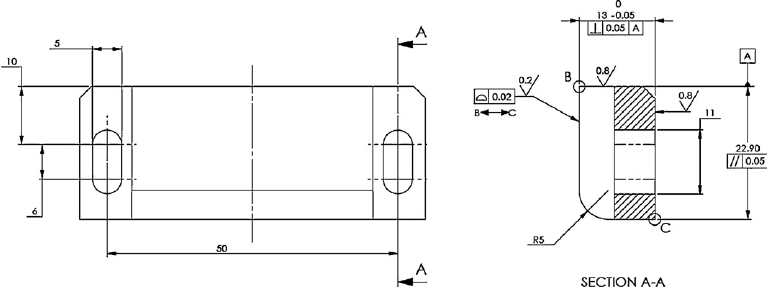 767x287 excerpt from the engineering drawing of the die radius insert all - Drawing Radius