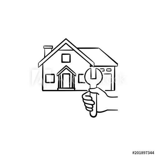 500x500 House Repair Hand Drawn Outline Doodle Icon Vector Sketch - Drawing Repair