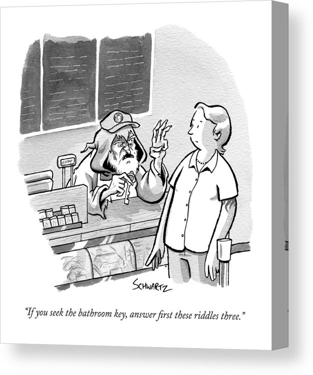 626x750 A Creepy Convenience Store Clerk Dangles A Key Canvas Print - Drawing Riddles