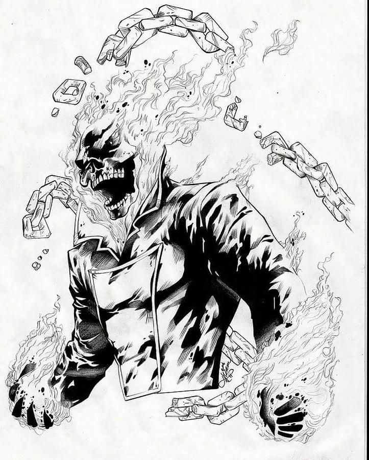 723x900 ghost rider drawing - Drawing Rider