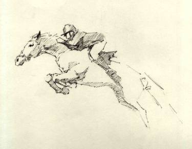 375x290 horse rider drawing - Drawing Rider