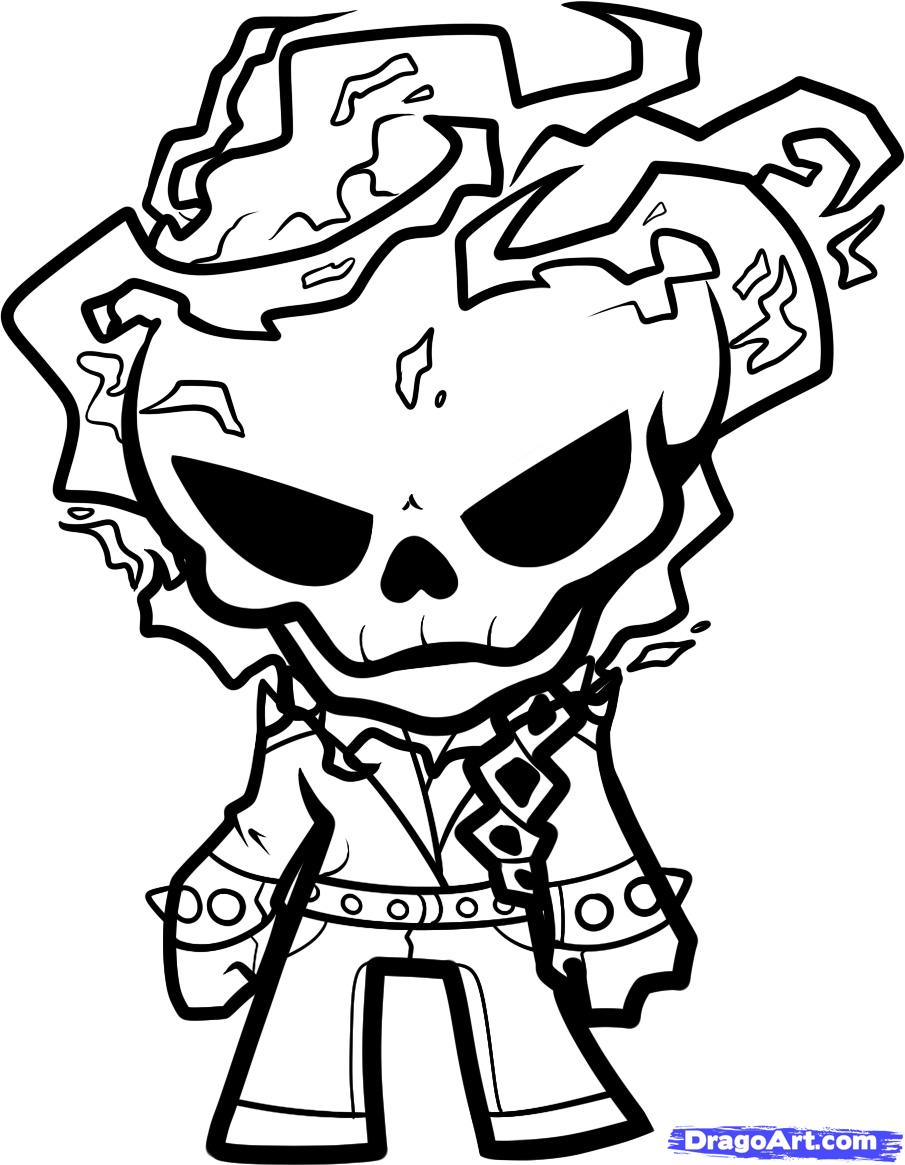 905x1165 how to draw chibi ghost rider, step - Drawing Rider