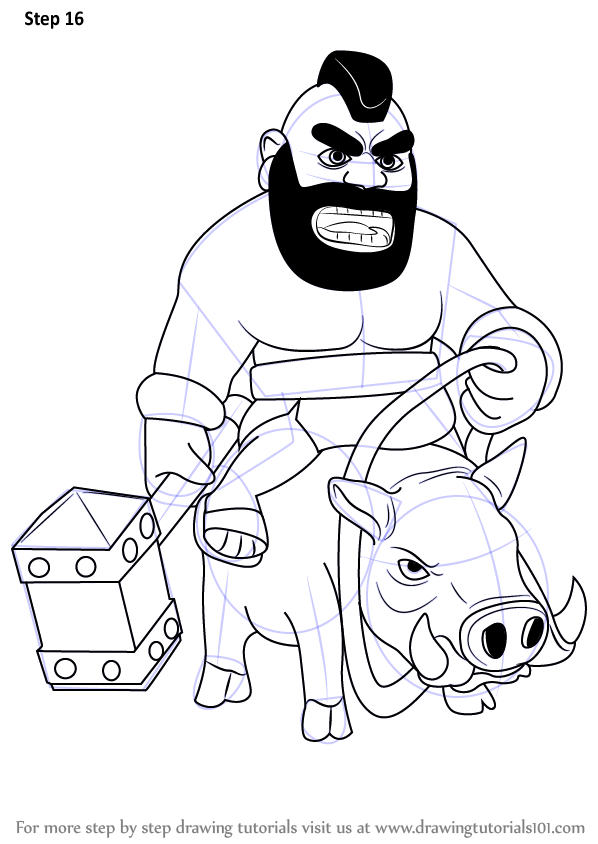 598x844 learn how to draw hog rider from clash of the clans - Drawing Rider