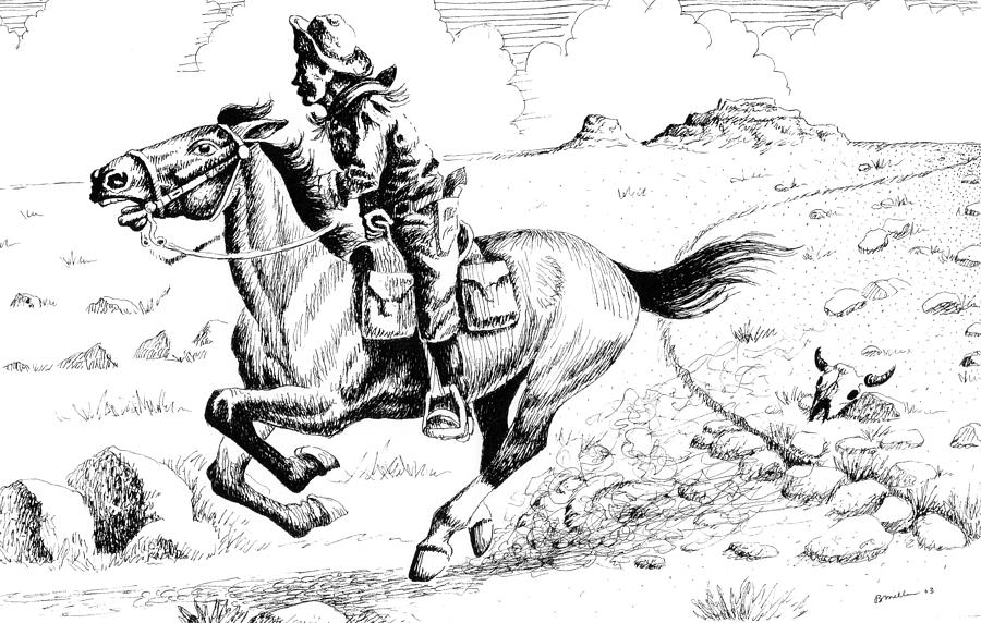 900x572 pony express rider drawing - Drawing Rider