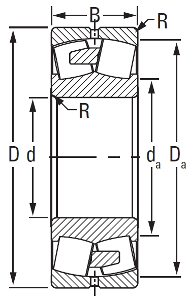 370x591 spherical roller bearings - Drawing Rollers