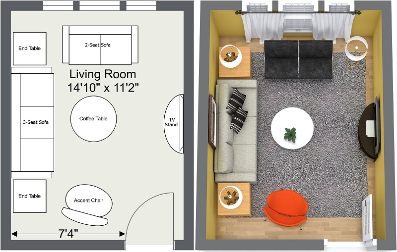 800x509 expert tips for small living room layouts roomsketcher blog - Drawing Room Layout