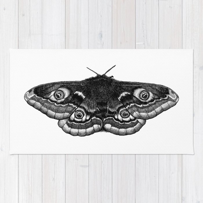 700x700 moth dotwork drawing rug - Drawing Rug