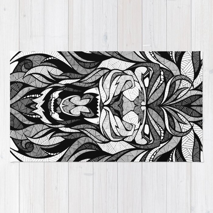 700x700 Angry Lion - Drawing Rug