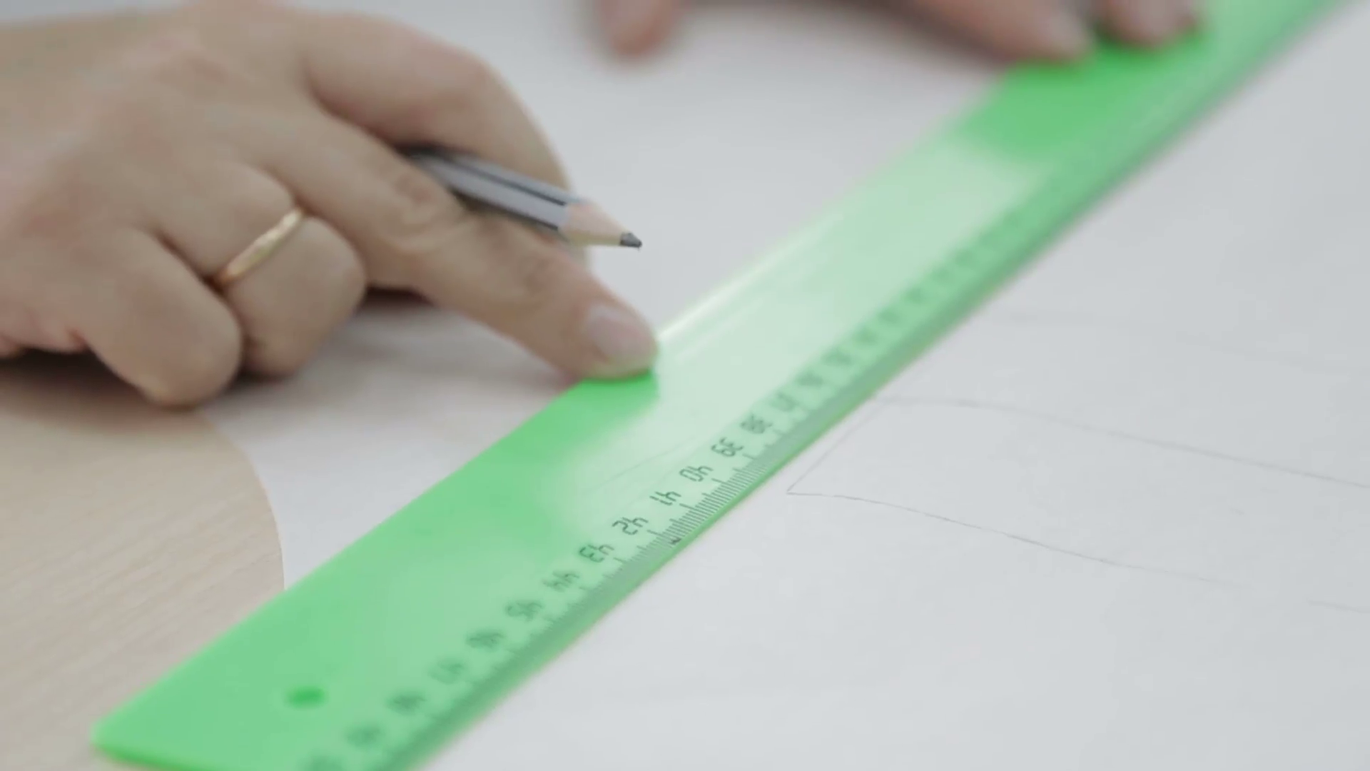 1920x1080 Drawing With A Pencil And Ruler Mark On Paper Stock Video - Drawing Ruler