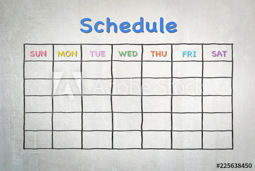 500x336 Freehand Pen Doodle Sketch Drawing Of Blank Monthly Grid Timetable - Drawing Schedule