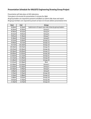 320x414 Presentation Schedule For Engineering Drawing - Drawing Schedule
