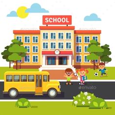 236x236 School Building Cartoon - Drawing School