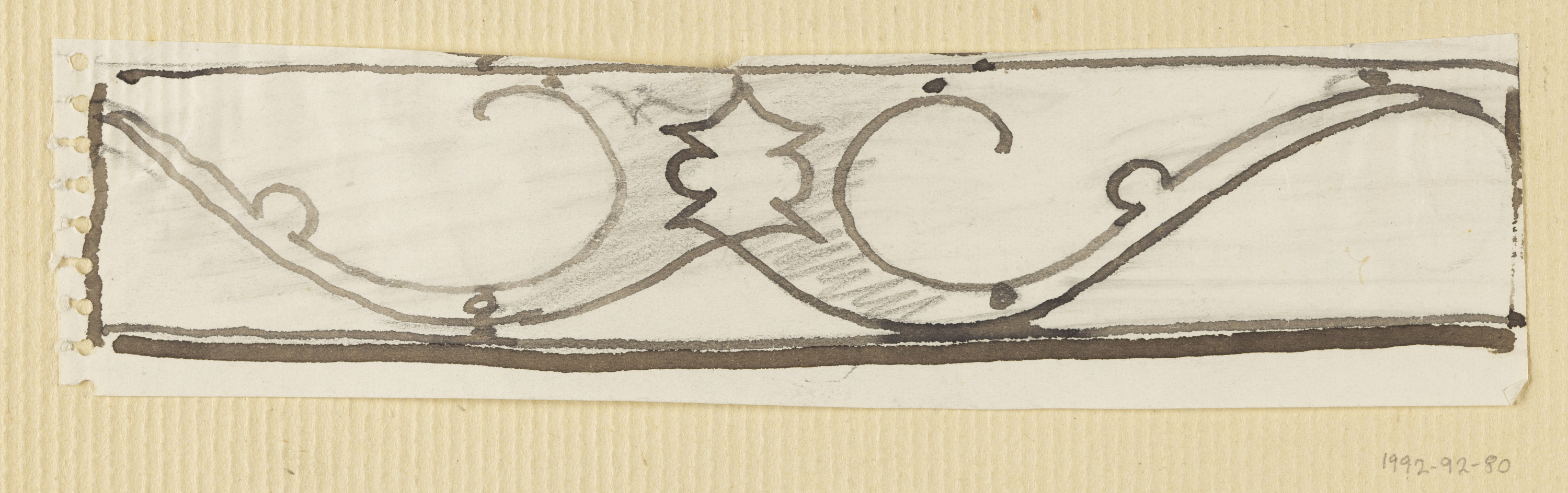 2999x944 Drawing, Design For Grillwork, Ornamental Scrollwork, N D - Drawing Scrollwork