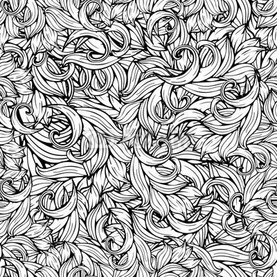 400x400 Abstract Vector Background, Black And White Seamless Pattern - Drawing Scrollwork